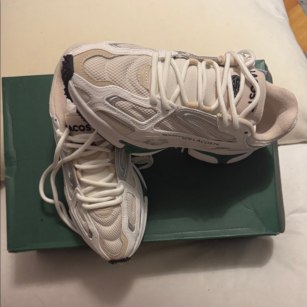 Lacoste White and Gray Athletic Shoes - Picture 9 of 13